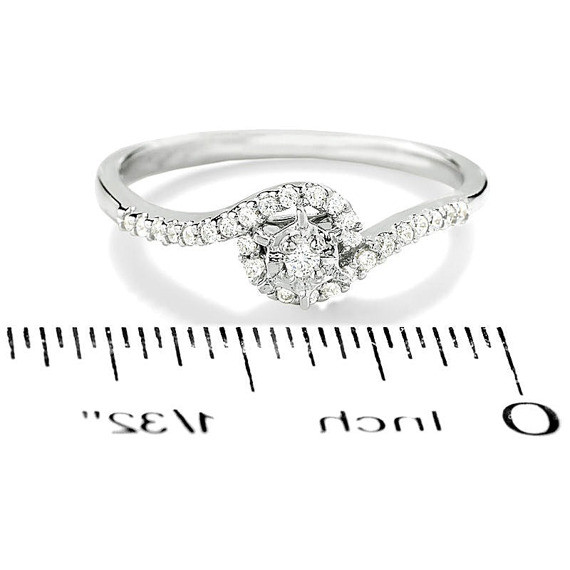 0.1 CT. TW Diamond Bypass Promise Ring in 10K White Gold