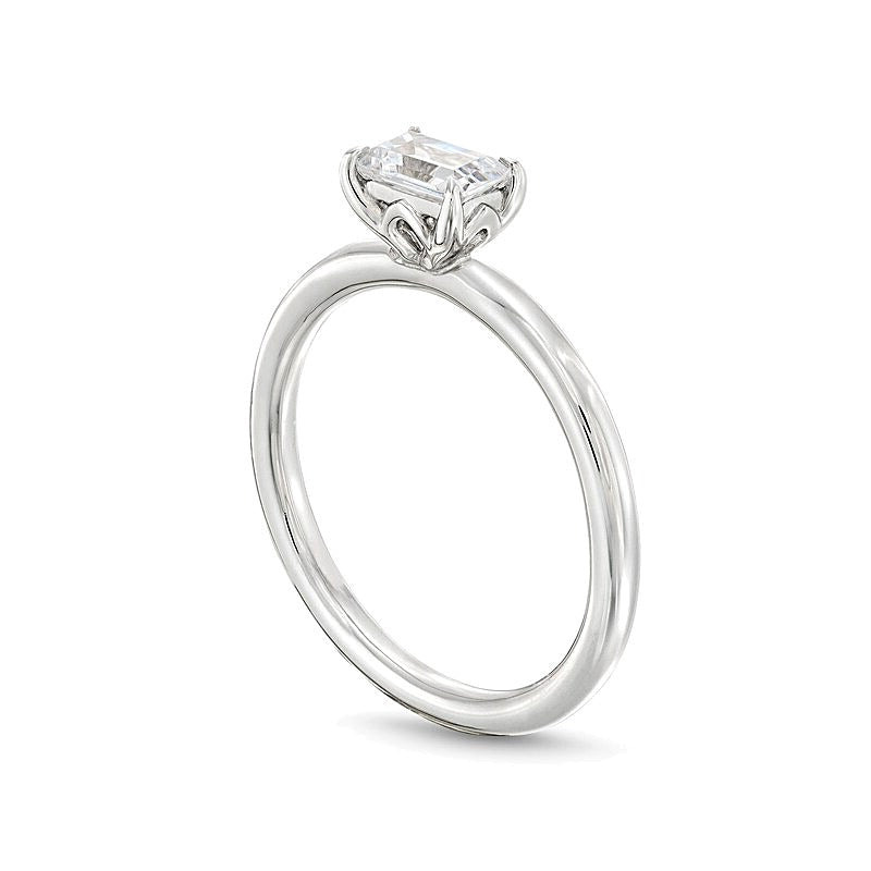 0.5 CT. Emerald-Cut Diamond Sideways Solitaire Ring in 14K White Gold (I/I2)