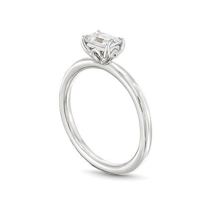 0.5 CT. Emerald-Cut Diamond Sideways Solitaire Ring in 14K White Gold (I/I2)