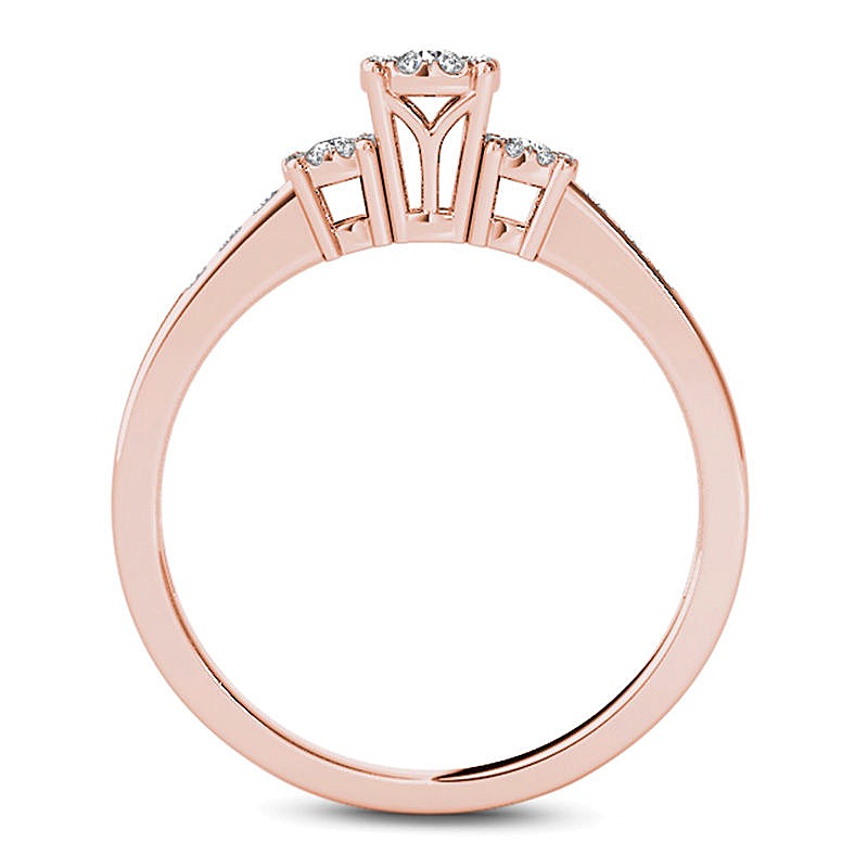 0.33 CT. TW Composite Diamond Three Stone Engagement Ring in 10K Rose Gold