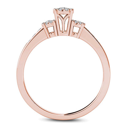 0.33 CT. TW Composite Diamond Three Stone Engagement Ring in 10K Rose Gold