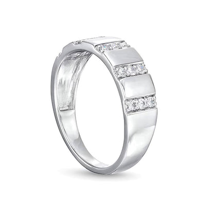 0.25 CT. TW Diamond Trio Linear Row Band in 10K White Gold