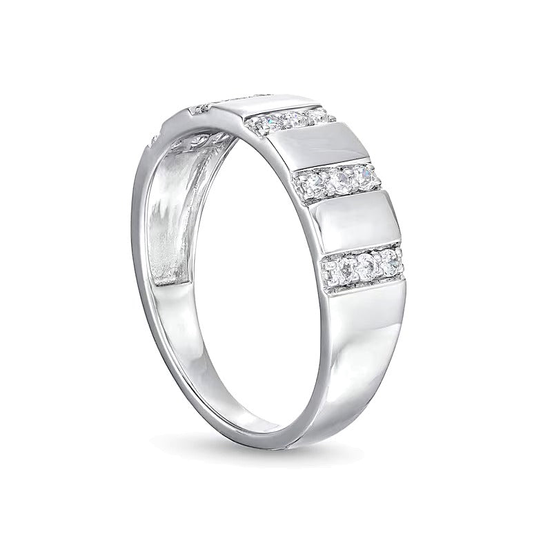 0.25 CT. TW Diamond Trio Linear Row Band in 10K White Gold