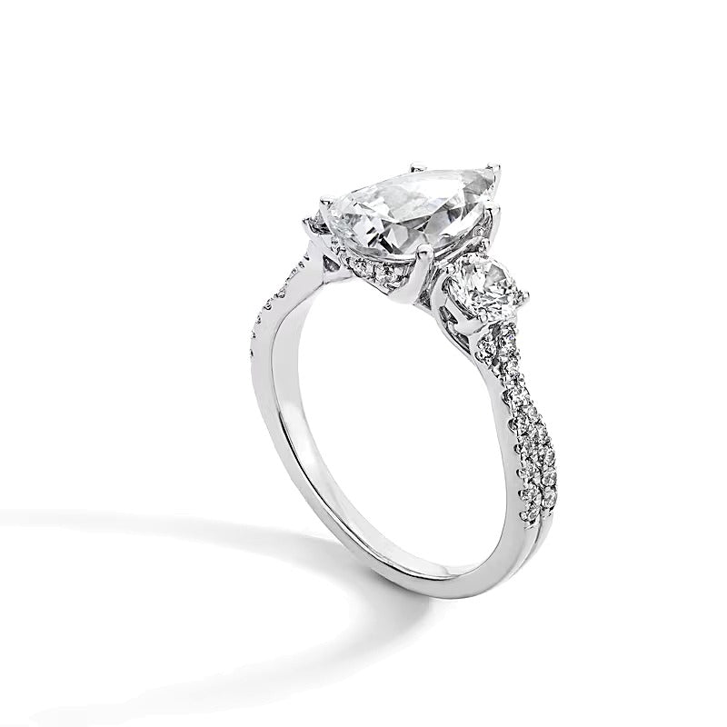 2.75 CT. TW Pear-Shaped Lab-Grown Diamond Three Stone Engagement Ring in 14K White Gold (F/SI2)