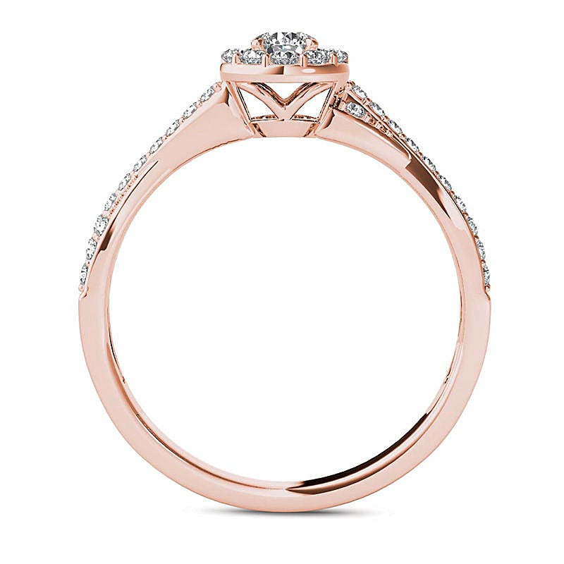 0.5 CT. TW Diamond Frame Twist Shank Engagement Ring in 14K Rose Gold