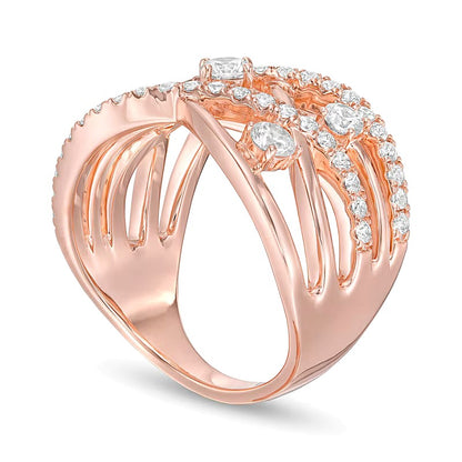 1.0 CT. TW Diamond Orbit Crossover Ring in 10K Rose Gold