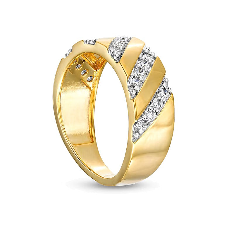 0.5 CT. TW Diamond Slant Row Band in 10K Gold