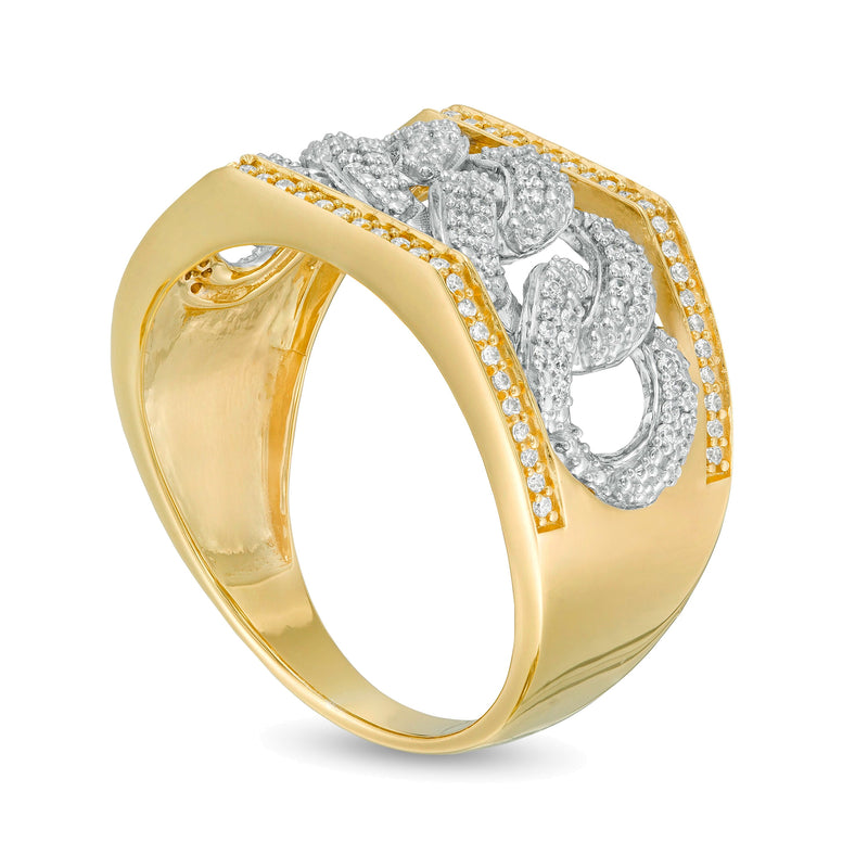 0.5 CT. TW Diamond Chain Link Ring in 10K Two-Tone Gold