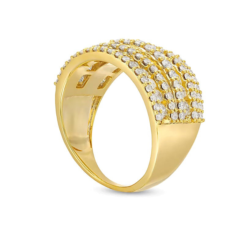 2.0 CT. TW Diamond Layered Overlay Multi-Row Band in 10K Gold