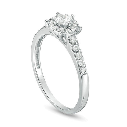 0.5 CT. TW Princess-Cut Diamond Tilted Frame Engagement Ring in 10K White Gold