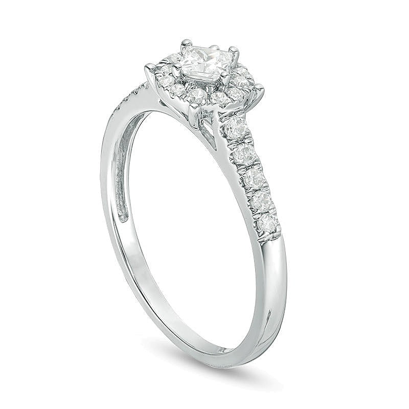 0.5 CT. TW Princess-Cut Diamond Tilted Frame Engagement Ring in 10K White Gold