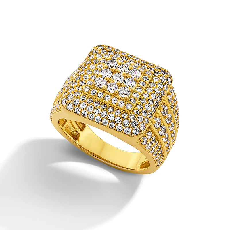 3.0 CT. TW Square-Shaped Lab-Grown Multi-Diamond Triple Frame Multi-Row Shank Ring in 10K Gold (F/VS2)