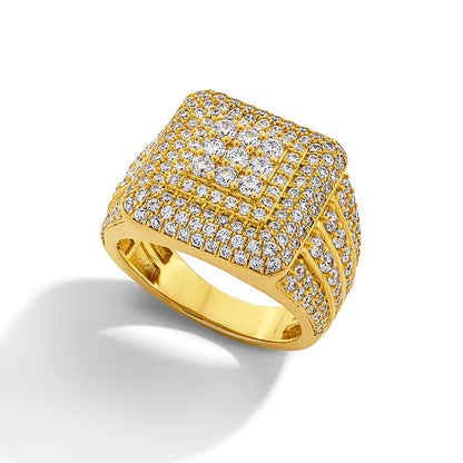 3.0 CT. TW Square-Shaped Lab-Grown Multi-Diamond Triple Frame Multi-Row Shank Ring in 10K Gold (F/VS2)