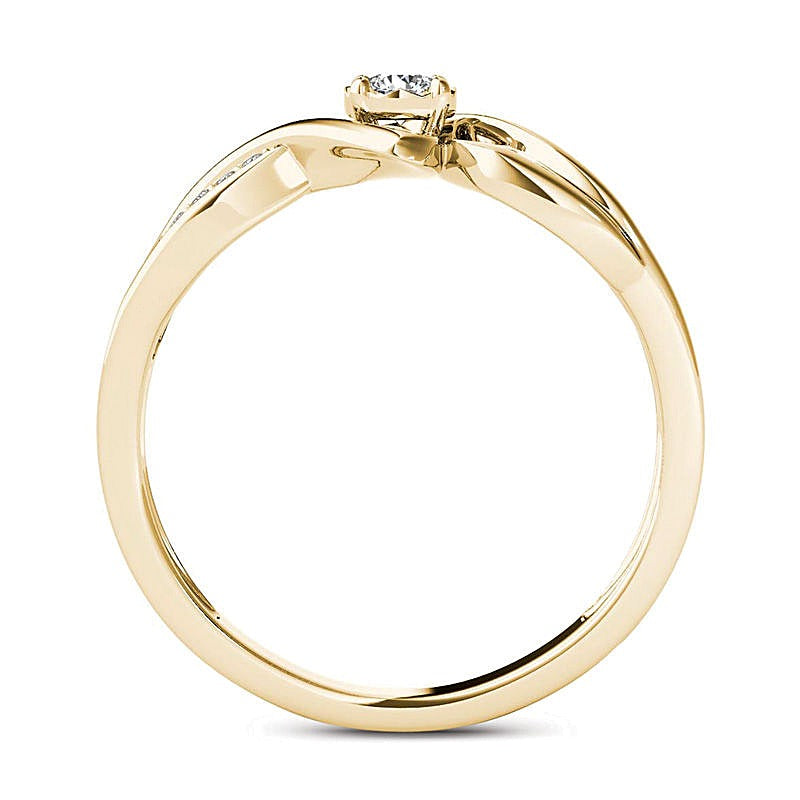 0.13 CT. TW Diamond Crossover Bypass Promise Ring in 14K Gold