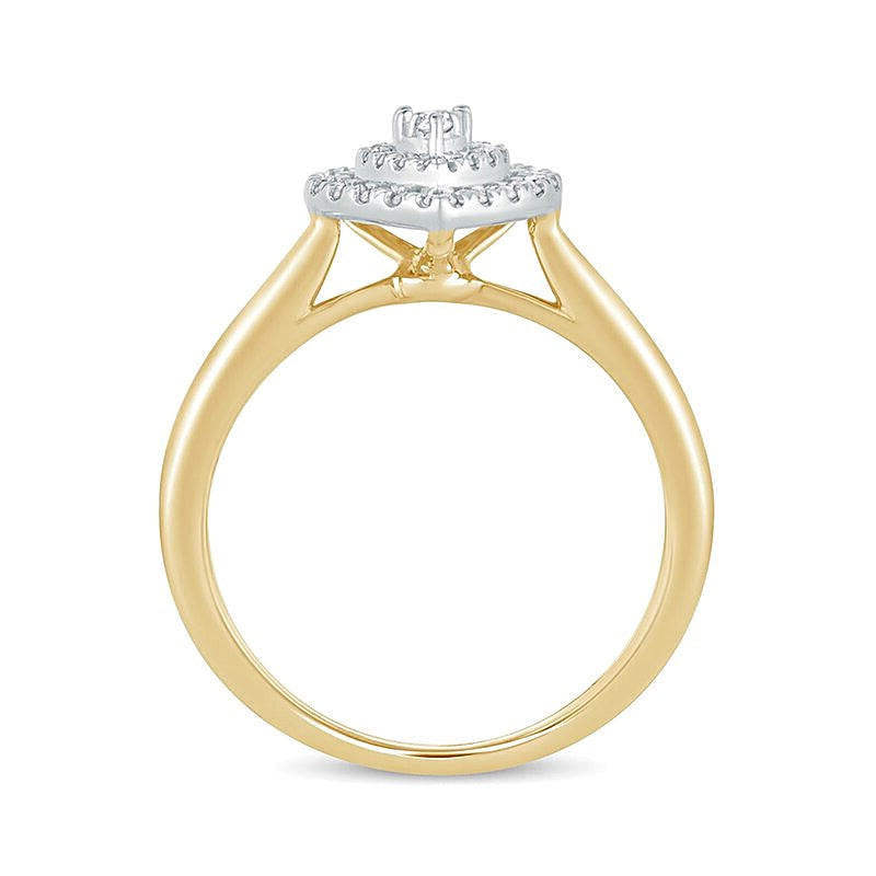 0.33 CT. TW Composite Diamond Double Pear-Shaped Frame Engagement Ring in 14K Gold