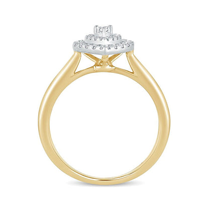 0.33 CT. TW Composite Diamond Double Pear-Shaped Frame Engagement Ring in 14K Gold
