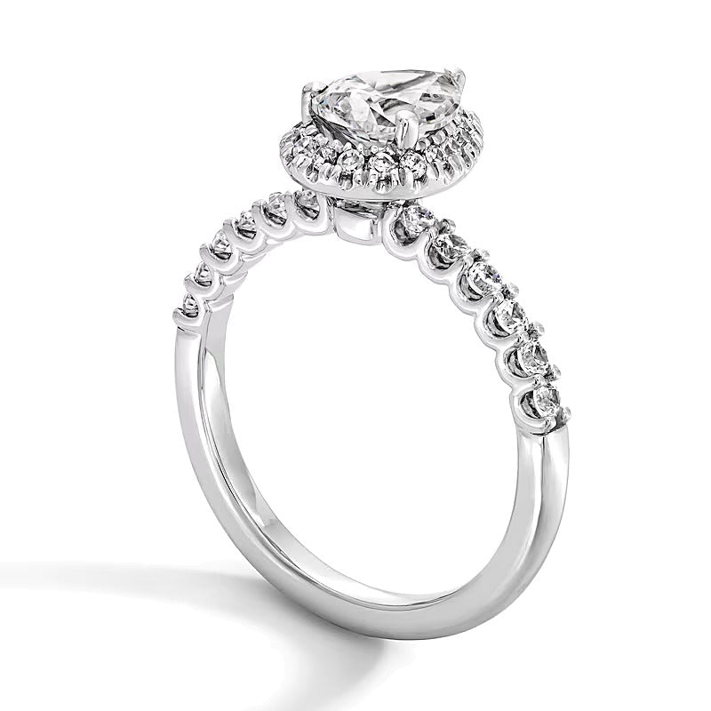 1.5 CT. TW Pear-Shaped Lab-Grown Diamond Frame Ring in 14K White Gold (F/SI2)