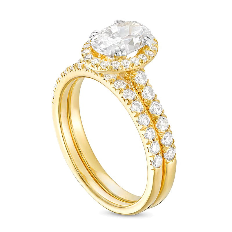 1.75 CT. TW Oval Lab-Grown Diamond Frame Bridal Set in 14K Gold (I/SI2)