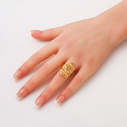 14K Yellow Gold Flower of Life Marquise Ring (2.8 g)