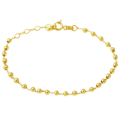 14K Yellow Gold High Polish Bead Lightweight Bracelet