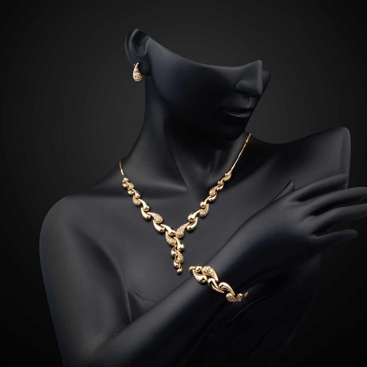 14K Yellow Gold Designer Inspired Drop Jewelry Set