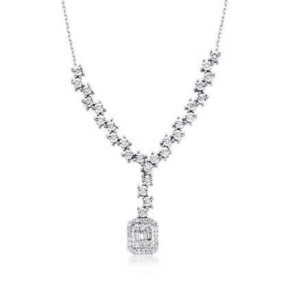 14K White Gold 0.30 Ct Baguette Diamond Collar Necklace