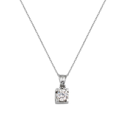 14K White Gold 0.30 Ct Solitaire Moissanite Necklace