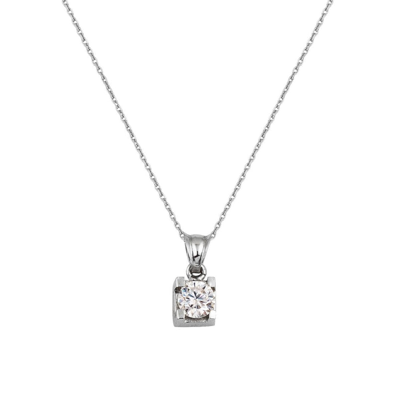 14K White Gold 0.30 Ct Solitaire Moissanite Necklace