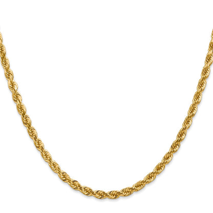 14k Yellow Gold 4mm Diamond-cut Rope with Lobster Clasp Chain Necklace