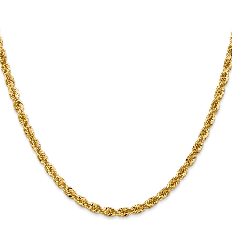 14k Yellow Gold 4mm Diamond-cut Rope with Lobster Clasp Chain Necklace