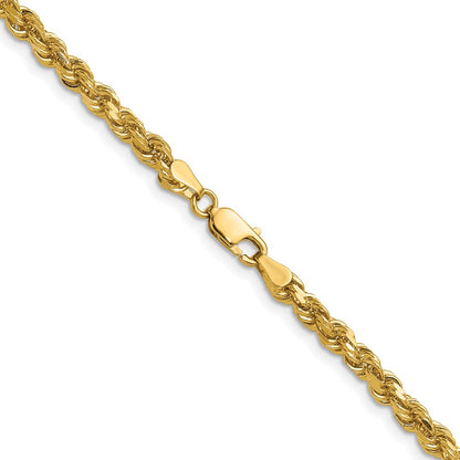 14k Yellow Gold 20 inch 4mm Diamond-cut Rope with Lobster Clasp Chain Necklace