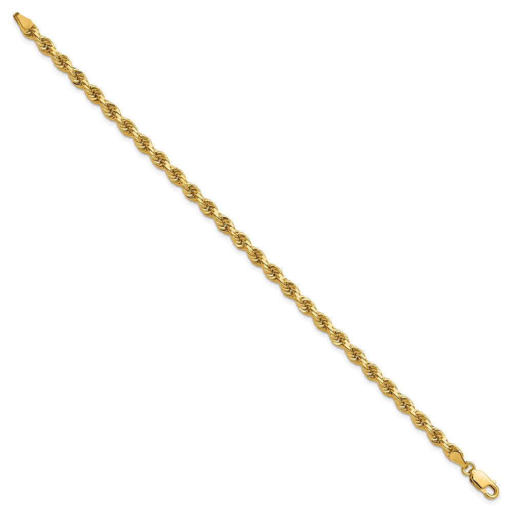 14k Yellow Gold 4mm Diamond-cut Rope with Lobster Clasp Chain Anklet