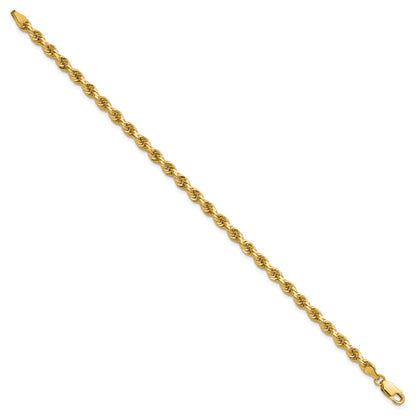 14k Yellow Gold 7 inch 4mm Diamond-cut Rope with Lobster Clasp Chain
