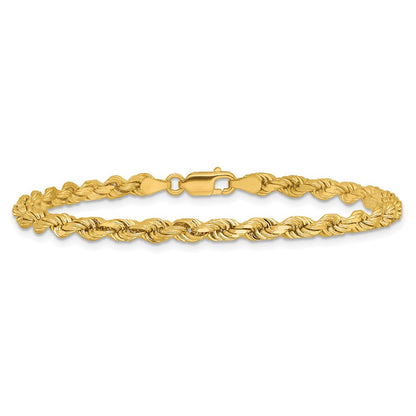 14k Yellow Gold 4mm Diamond-cut Rope with Lobster Clasp Chain Anklet