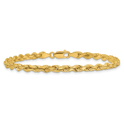 14k Yellow Gold 7 inch 4mm Diamond-cut Rope with Lobster Clasp Chain