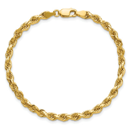 14k Yellow Gold 7 inch 4mm Diamond-cut Rope with Lobster Clasp Chain