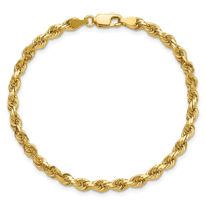 14k Yellow Gold 4mm Diamond-cut Rope with Lobster Clasp Chain Anklet