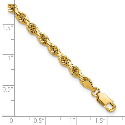 14k Yellow Gold 7 inch 4mm Diamond-cut Rope with Lobster Clasp Chain