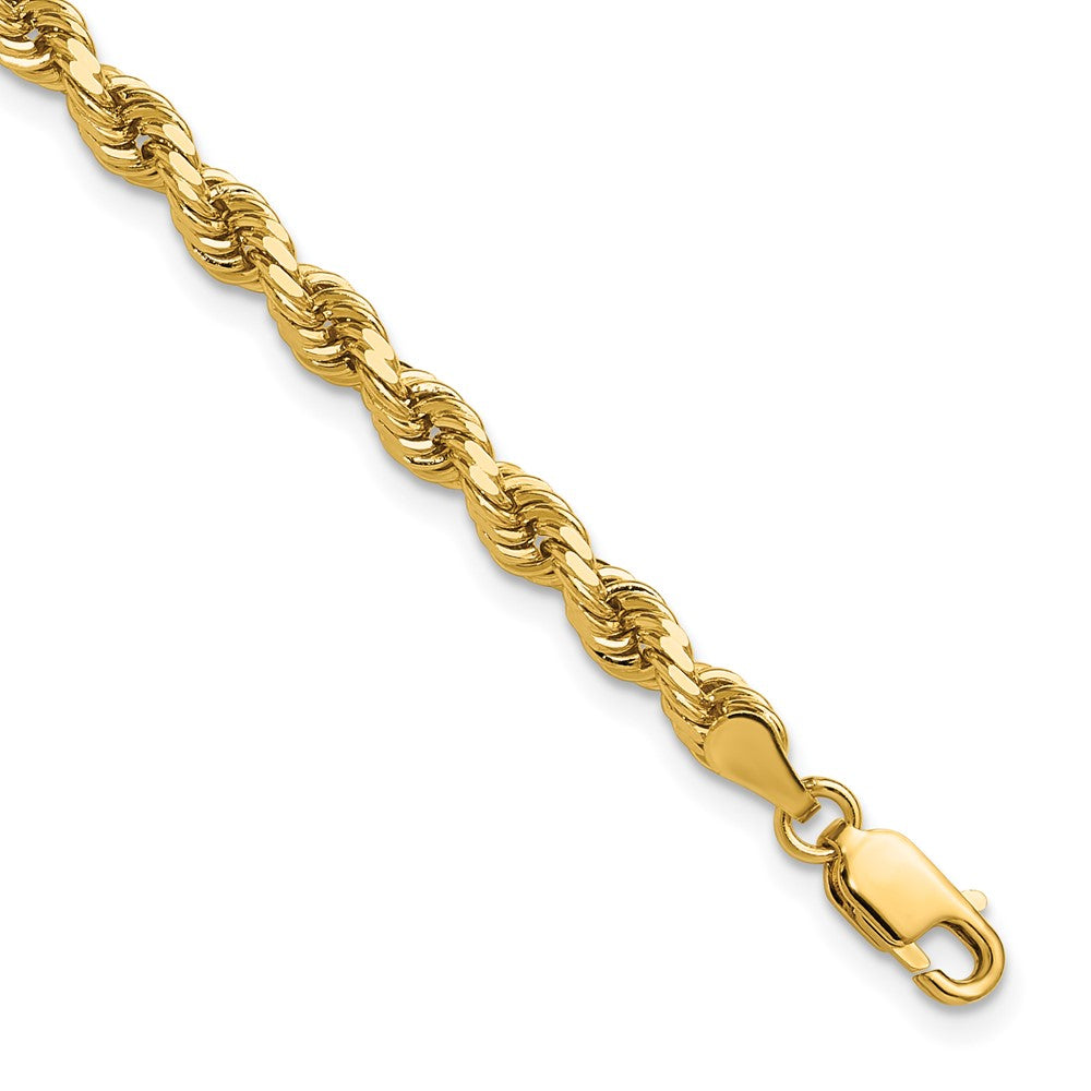 14k Yellow Gold 4mm Diamond-cut Rope with Lobster Clasp Chain Anklet