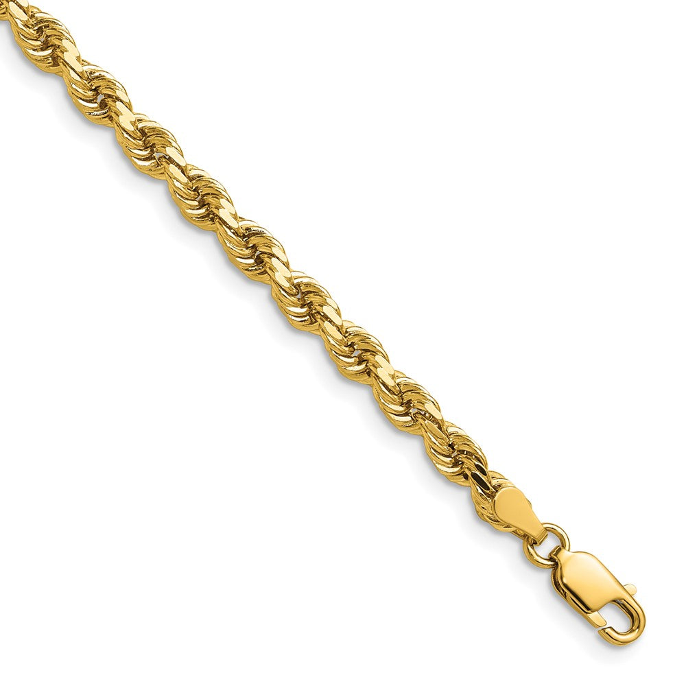 14k Yellow Gold 20 inch 4mm Diamond-cut Rope with Lobster Clasp Chain Necklace