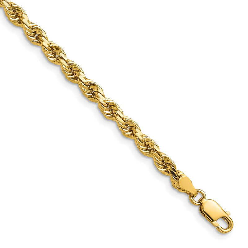 14k Yellow Gold 4mm Diamond-cut Rope with Lobster Clasp Chain Necklace