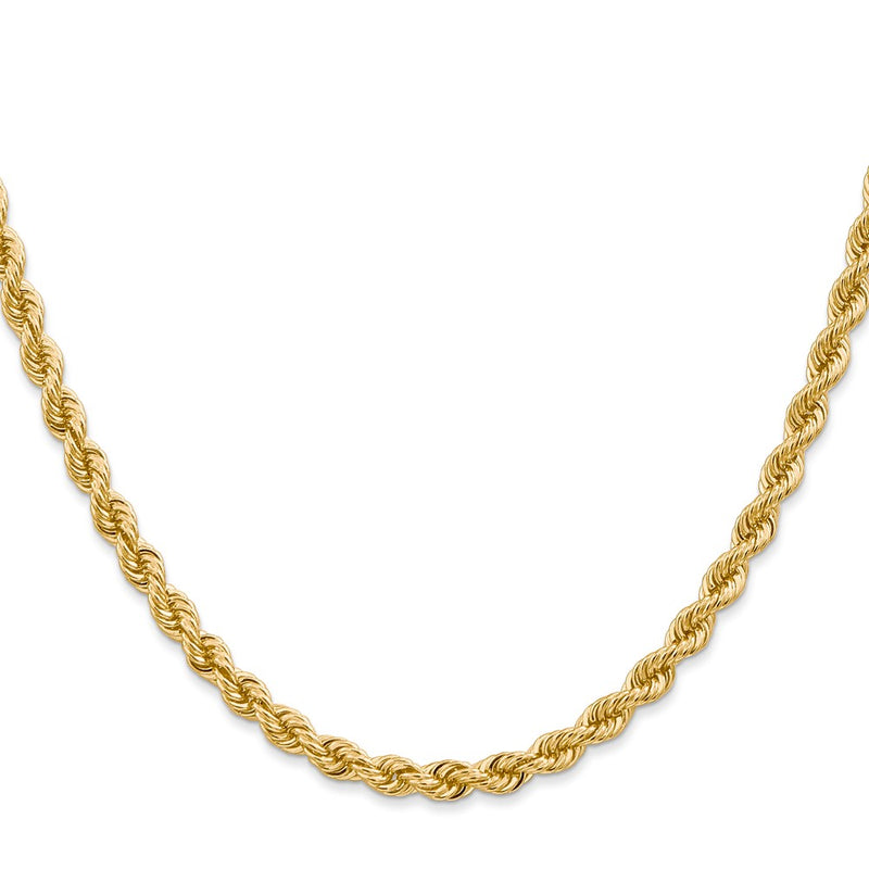 14k Yellow Gold 4mm Regular Rope with Lobster Clasp Chain Necklace