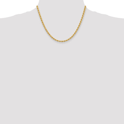 14k Yellow Gold 4mm Regular Rope with Lobster Clasp Chain Necklace