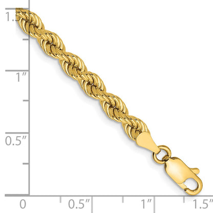 14k Yellow Gold 4mm Regular Rope with Lobster Clasp Chain Bracelet