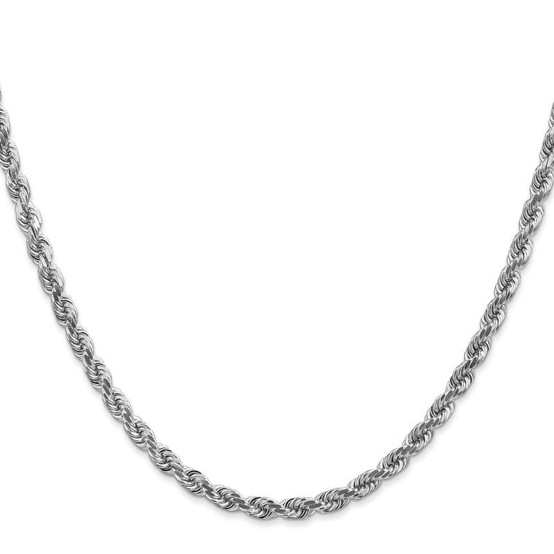 14k White Gold 26 inch 4mm Diamond-cut Rope with Lobster Clasp Chain Necklace