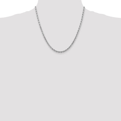 10k White Gold 4.0mm Diamond-cut Rope Chain Necklace