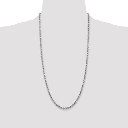 10K White Gold 4mm Diamond-Cut Rope Chain