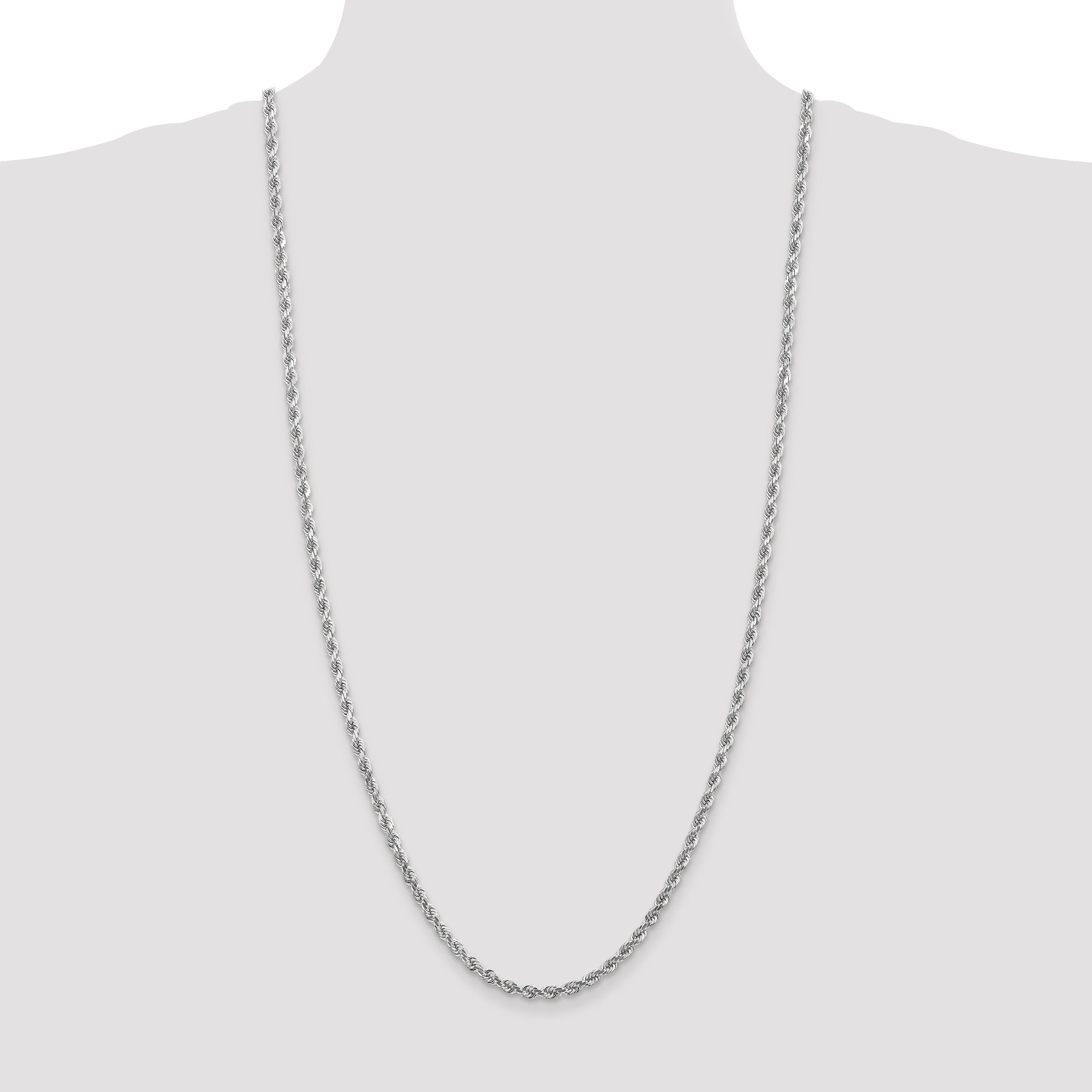 10K White Gold 4mm Diamond-Cut Rope Chain
