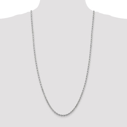 10K White Gold 4mm Diamond-Cut Rope Chain