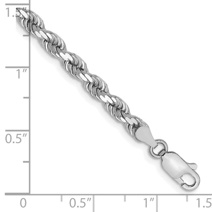 14k White Gold 7 inch 4mm Diamond-cut Rope with Lobster Clasp Chain